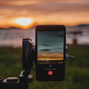 smartphone, sunset, nature